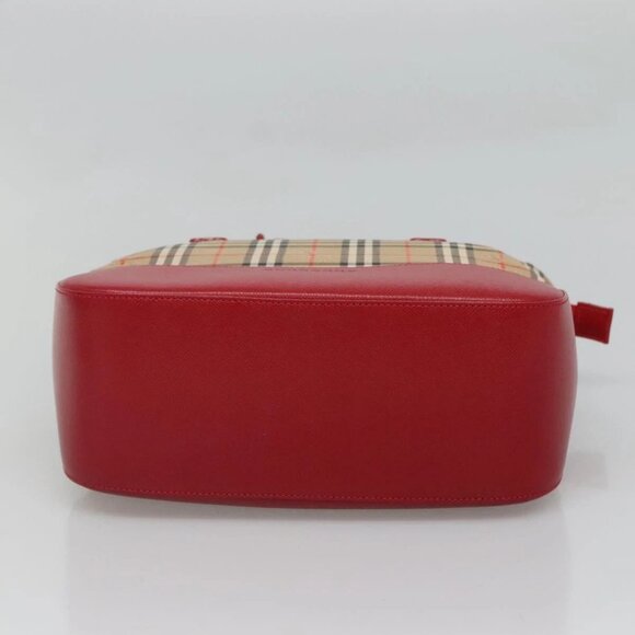 BURBERRY Nova Check Hand Bag Canvas Beige Gold Auth 120804 - Picture 7 of 16